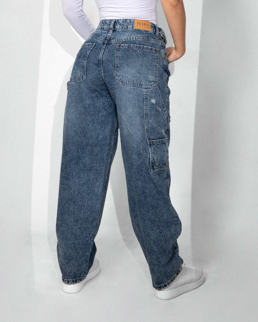 Jean baggy azul medio destroyer - vista lateral
