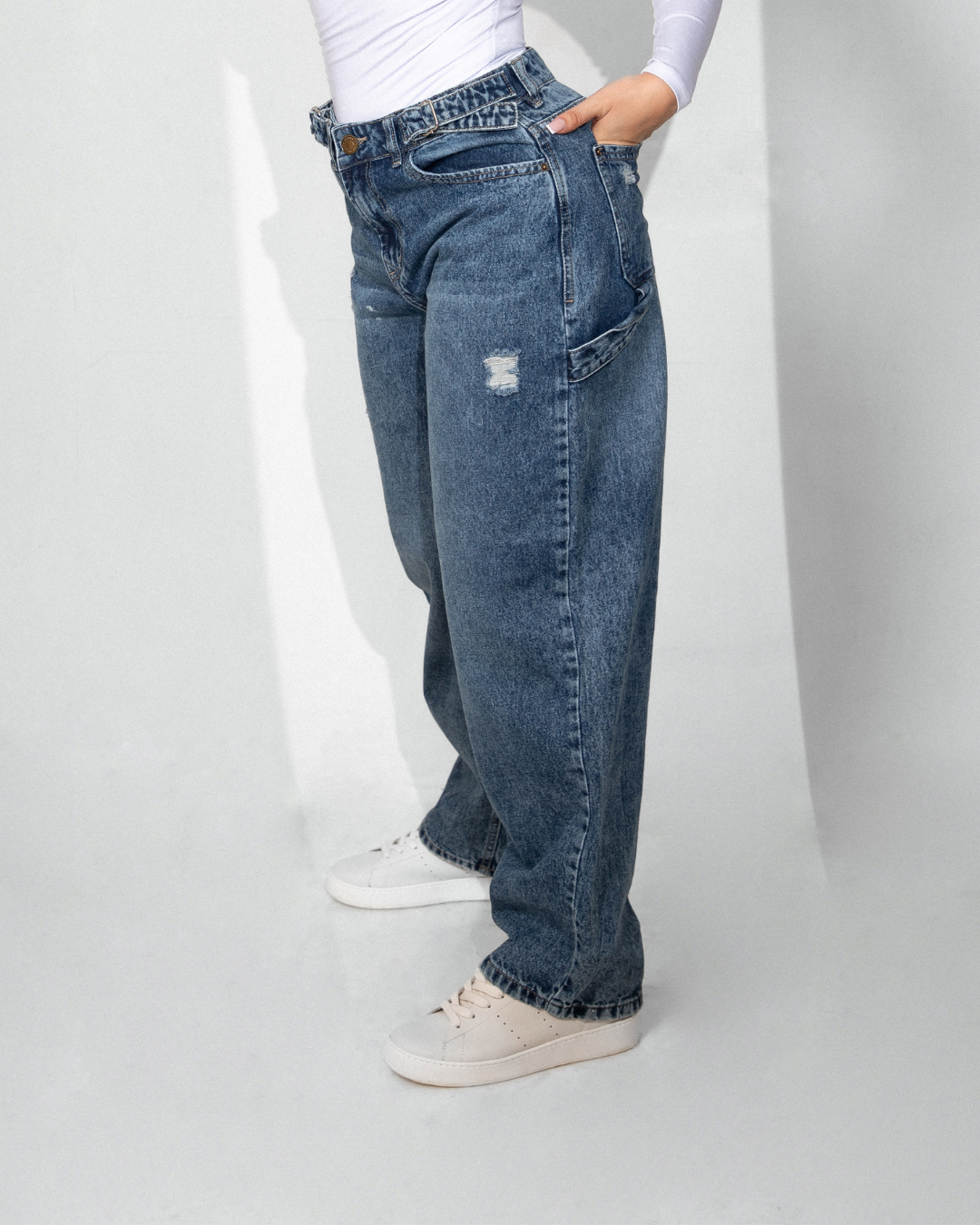 Jean baggy azul medio destroyer - detalle destroyer