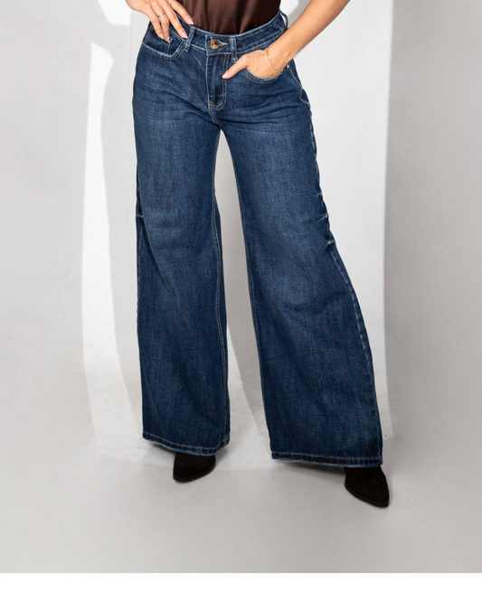 Jean wide leg azul oscuro - detalle